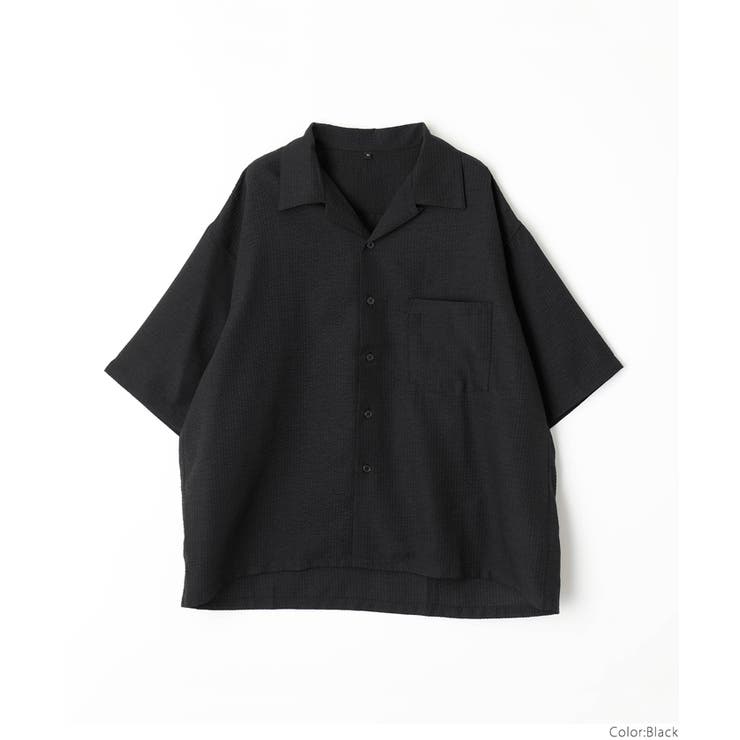 メンズシアサッカーストライプ開襟シャツ | coca | 詳細画像3 