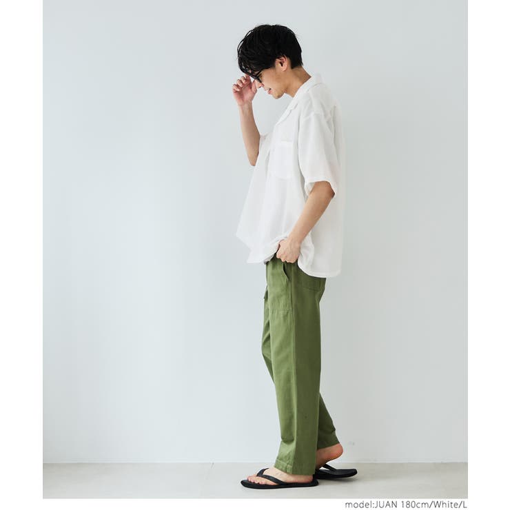 メンズシアサッカーストライプ開襟シャツ | coca | 詳細画像7 