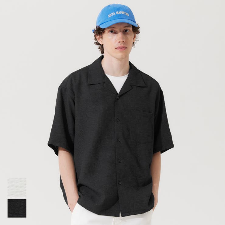 メンズシアサッカーストライプ開襟シャツ | coca | 詳細画像1 