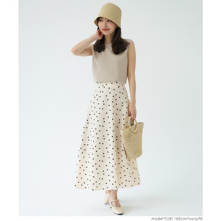 アイボリー コットン フレアスカート KOEISTORE スカート レディース フレアスカート リネン 黒 白
