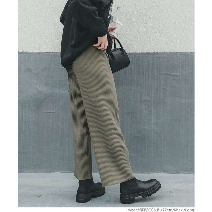 ミーイッセイミヤケ リブパンツ ワイドパンツ ウエストゴム イージー  