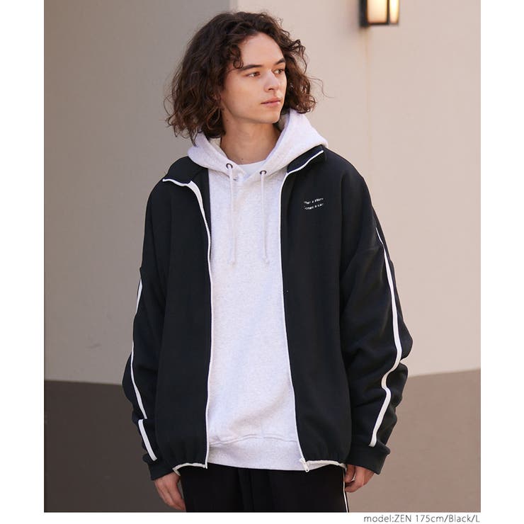 ［Black］ | フリース刺繍トラックジャケット | coca