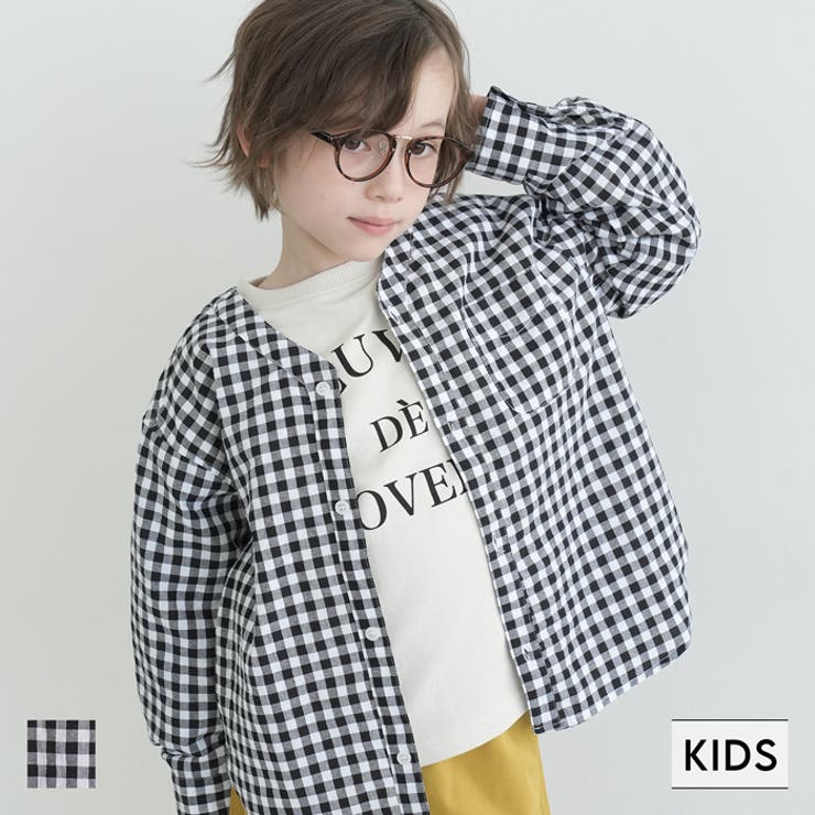 キッズ シワ感ギンガムチェックシャツ[品番：PA000014612]｜coca（コカ  