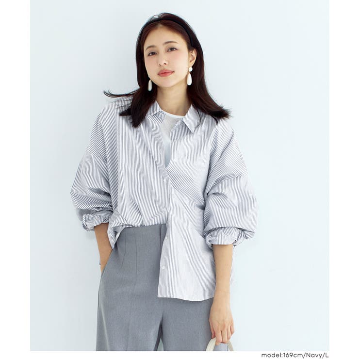 ［Navy］ | オックスドルマンボリュームスリーブシャツ | coca