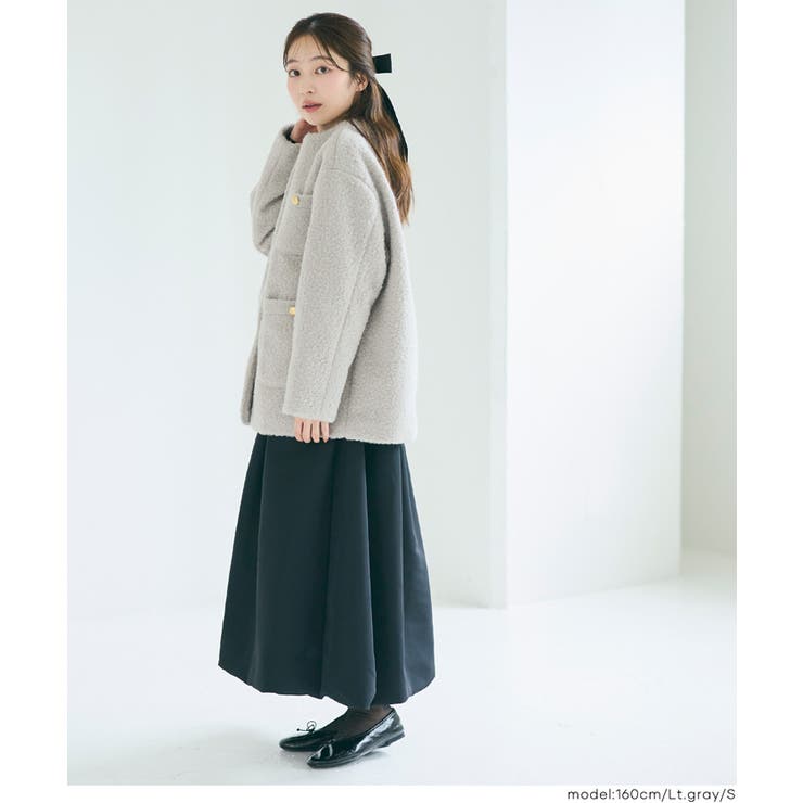 プードル金釦ノーカラーコート | coca | 詳細画像18 