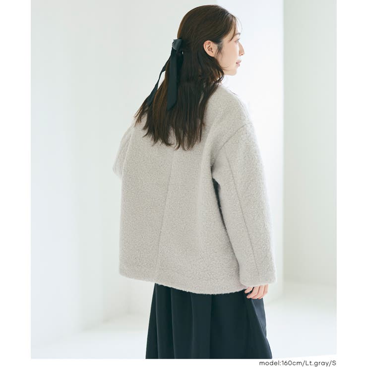 プードル金釦ノーカラーコート | coca | 詳細画像19 