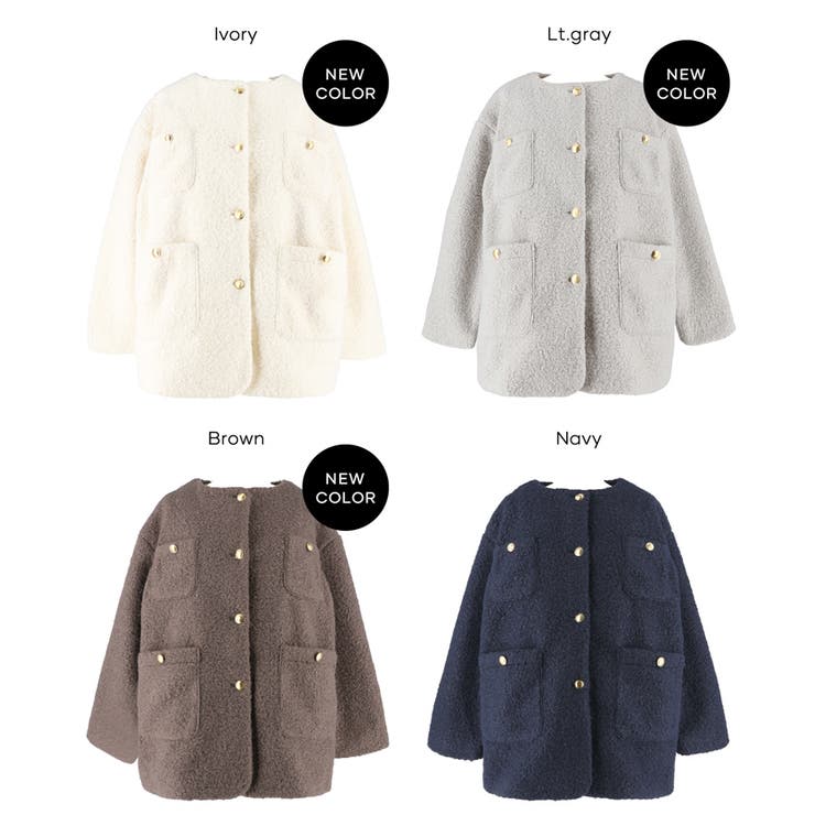 プードル金釦ノーカラーコート | coca | 詳細画像26 