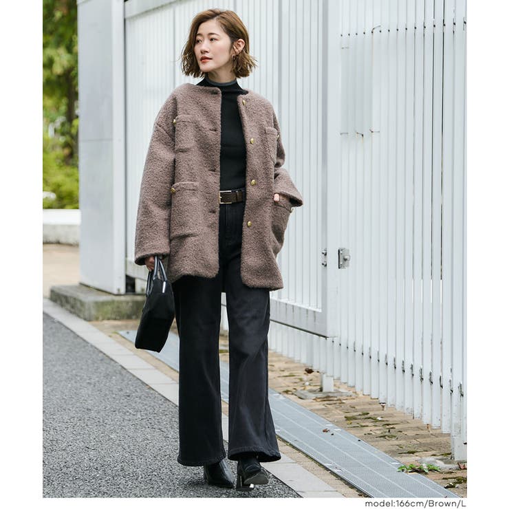 プードル金釦ノーカラーコート | coca | 詳細画像10 