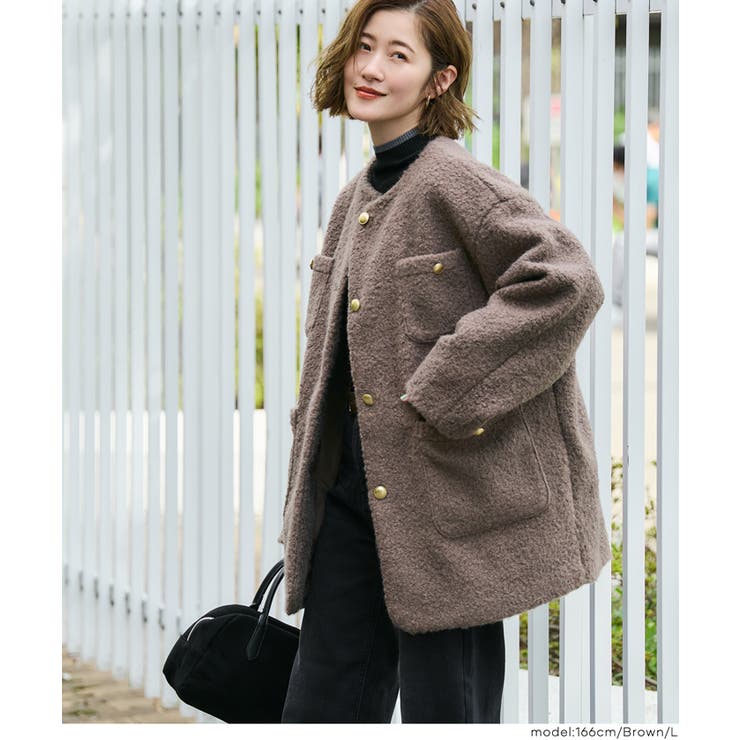 プードル金釦ノーカラーコート | coca | 詳細画像11 