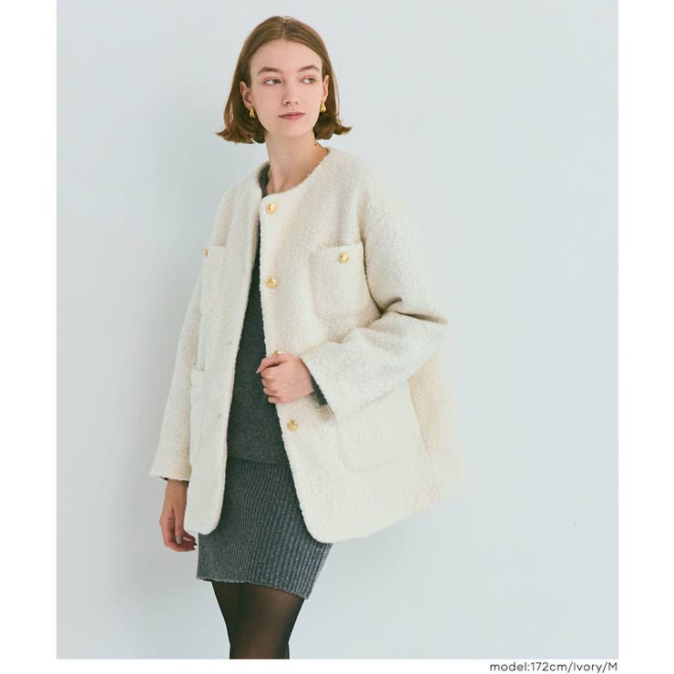 プードル金釦ノーカラーコート | coca | 詳細画像13 