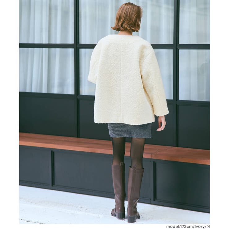 プードル金釦ノーカラーコート | coca | 詳細画像14 