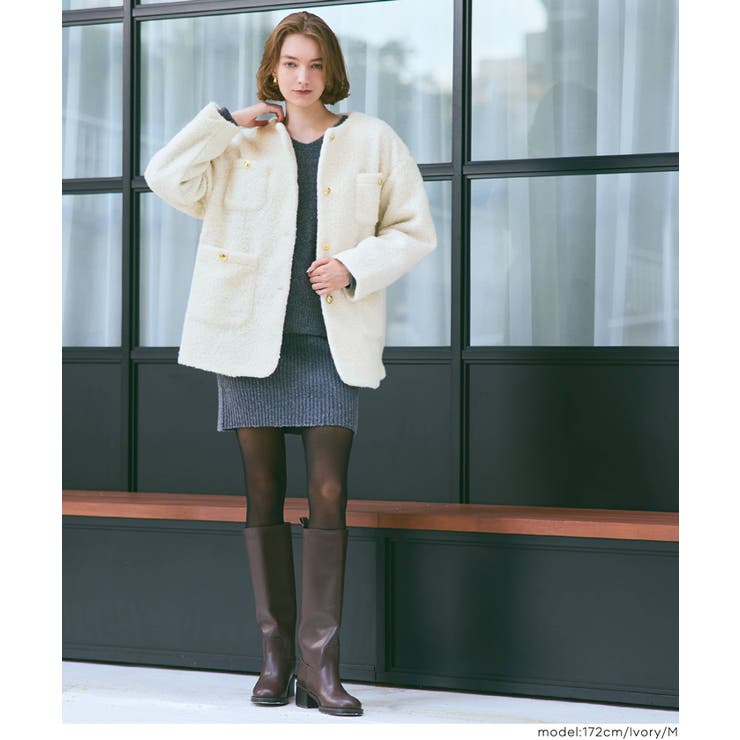 プードル金釦ノーカラーコート | coca | 詳細画像15 