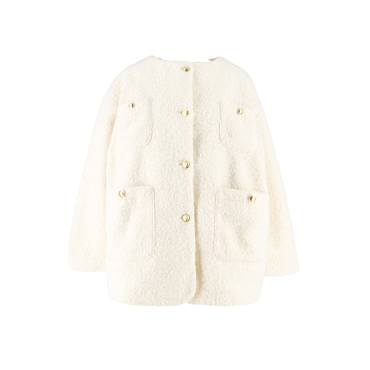 プードル金釦ノーカラーコート | coca | 詳細画像2 