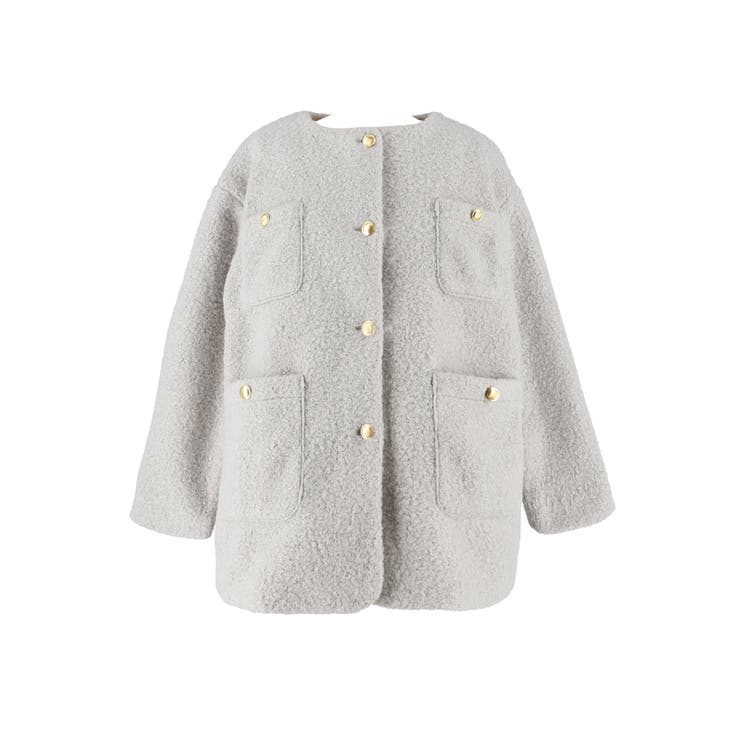 プードル金釦ノーカラーコート | coca | 詳細画像3 