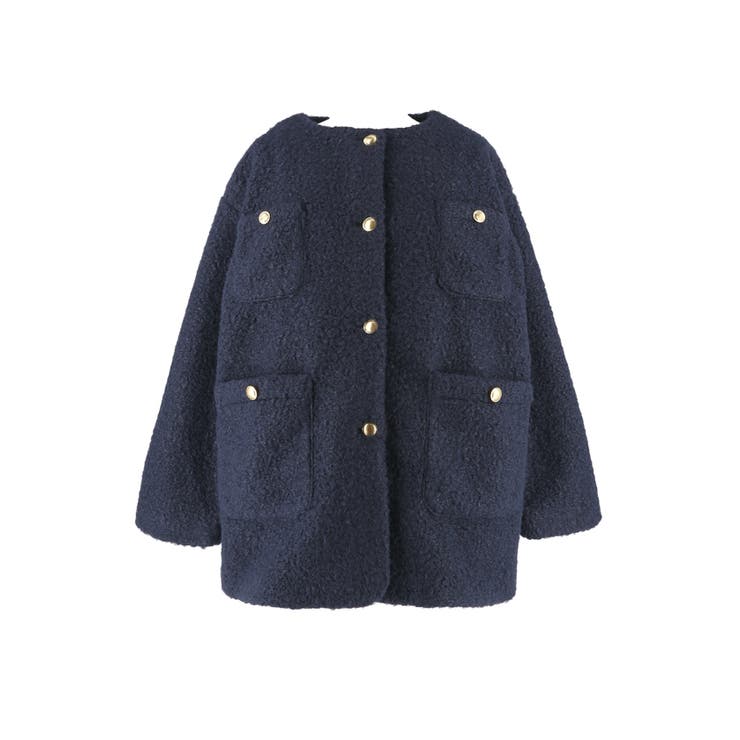 プードル金釦ノーカラーコート | coca | 詳細画像5 