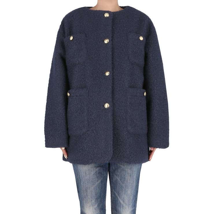 プードル金釦ノーカラーコート | coca | 詳細画像6 