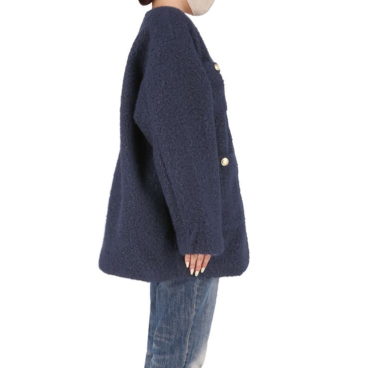 プードル金釦ノーカラーコート | coca | 詳細画像7 