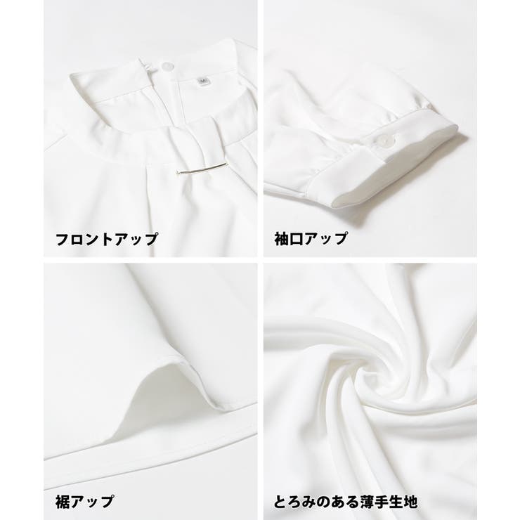 【セレモニー・紫外線カット】ボウタイ風アクセ付きブラウス | coca | 詳細画像19 