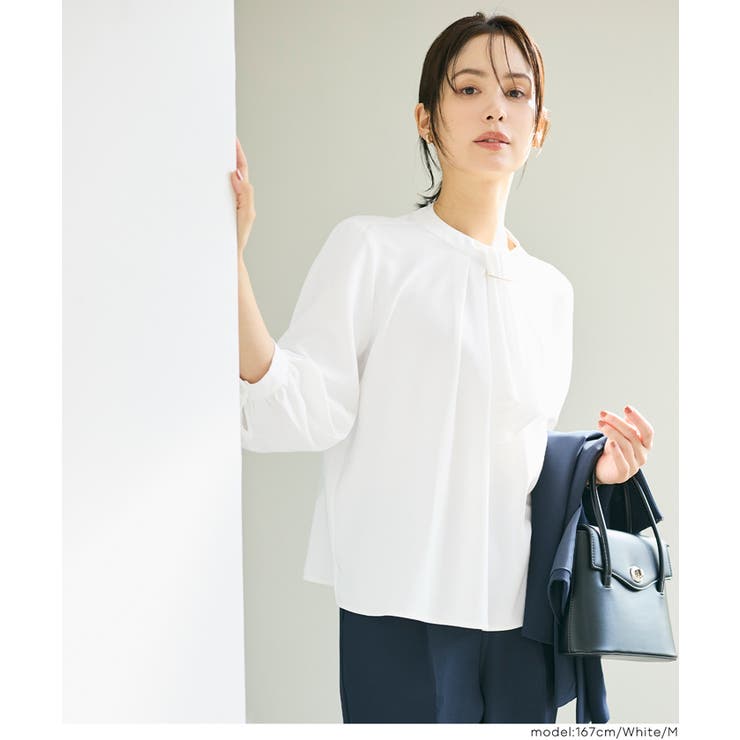 ［White］ | 【セレモニー・紫外線カット】ボウタイ風アクセ付きブラウス | coca