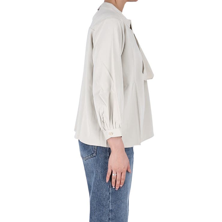 【セレモニー・紫外線カット】ボウタイ風アクセ付きブラウス | coca | 詳細画像5 