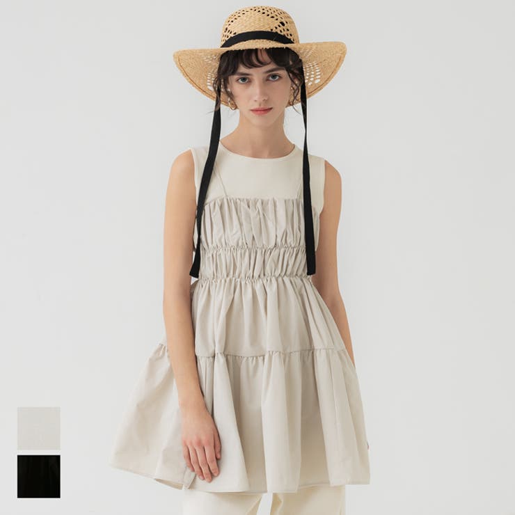 再入荷／パリフワギャザーキャミチュニック[品番：PA000015705]｜coca 