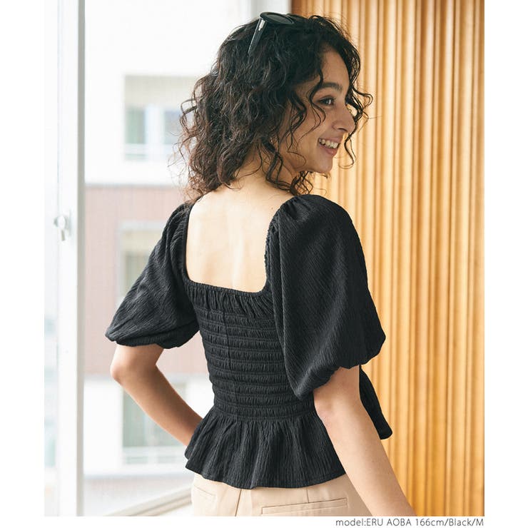 majoh♡オフショルダーシャーリングトップス ゴスロリ シボシャーリングギャザーオフショルダートップス[品番