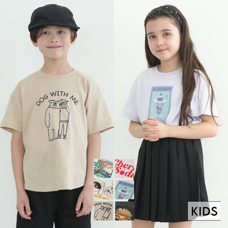 A CHOCK★ゆったり プリント柄 コットン Tシャツ AK2 キッズ アソートプリント半袖Tシャツ[品番：PA000015716]｜coca