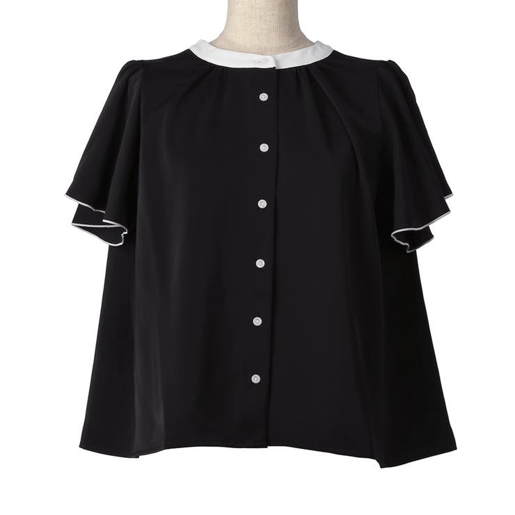 配色ラッフルスリーブブラウス[品番：PA000015722]｜coca（コカ