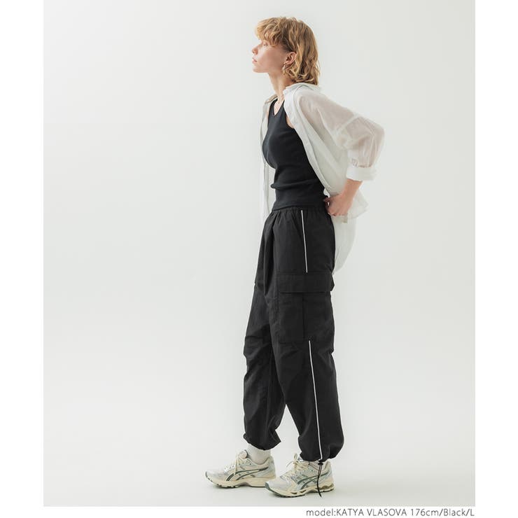 cft希少パラシュートサロペパンツ AZUL BY MOUSSY | ドロストリングパラシュートパンツ (パンツ