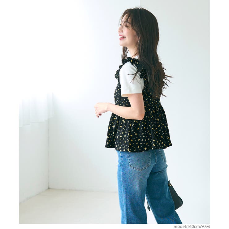 シボシャーリング肩フリルキャミソール | coca | 詳細画像13 