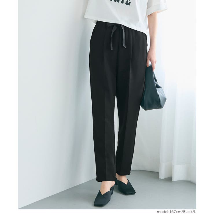 ［Black］ | リボン付きテーパードパンツ レディース | coca
