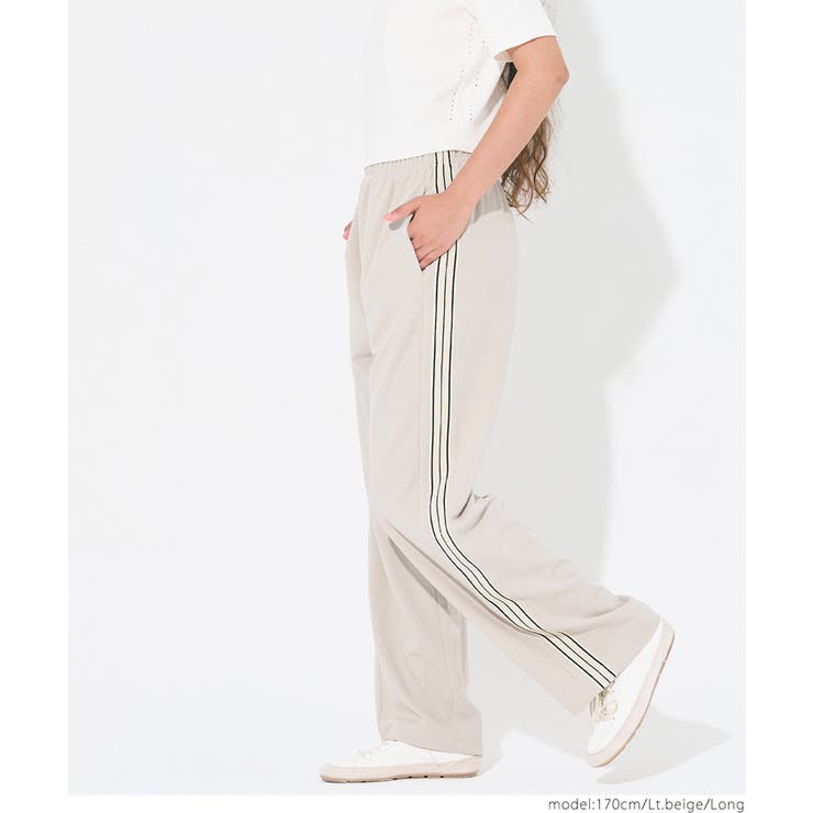 新色追加/3サイズ展開】カットジョーゼットサイドラインパンツ[品番