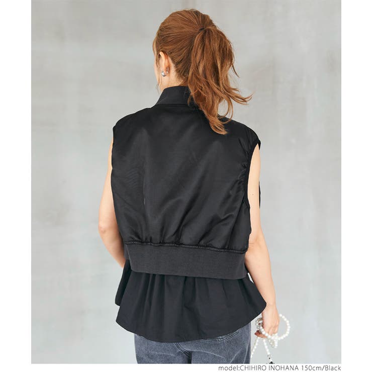 B15631 美品 クルニ 23SS タイロッケンノースリーブジャケット　黒1 MA-1ノースリーブジャケット[品番：PA000016167]｜coca（コカ