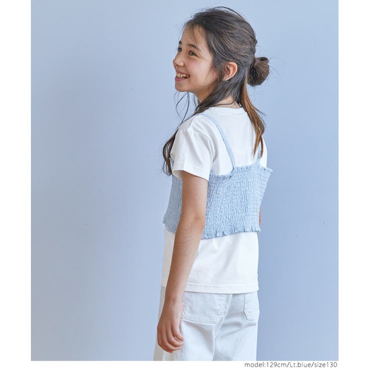 キッズ ガールズ シャーリングビスチェ半袖Tシャツ2枚セット | coca | 詳細画像4 