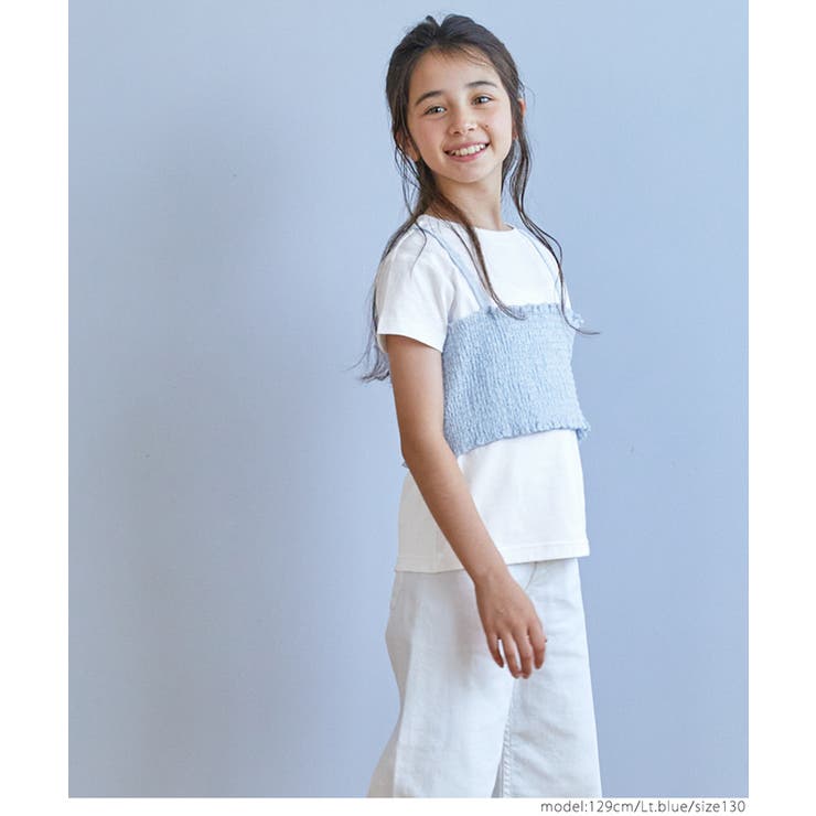 キッズ ガールズ シャーリングビスチェ半袖Tシャツ2枚セット | coca | 詳細画像7 