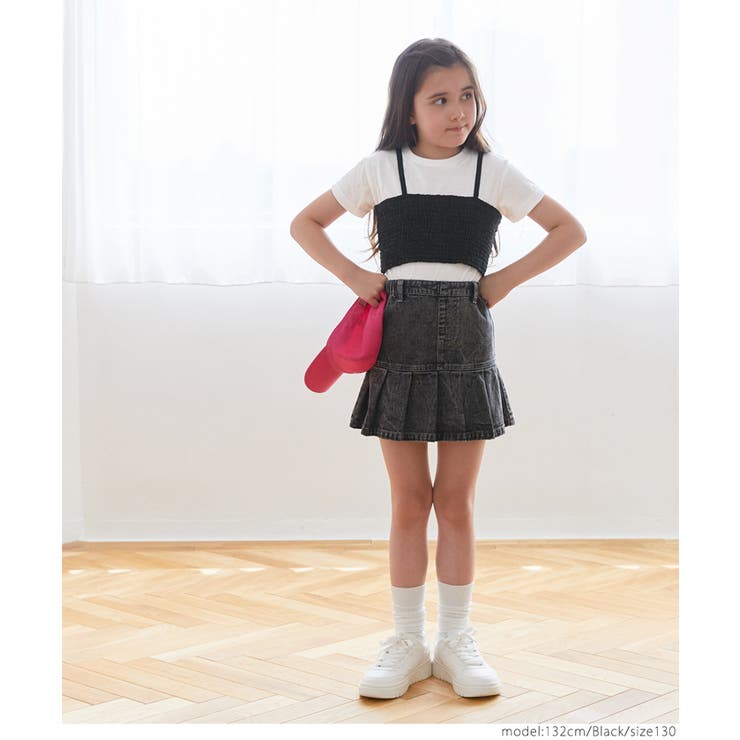 キッズ ガールズ シャーリングビスチェ半袖Tシャツ2枚セット | coca | 詳細画像8 