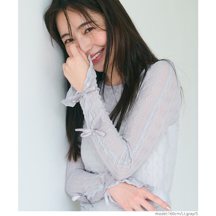 ［Lt.gray］ | メッシュリボントップス | coca