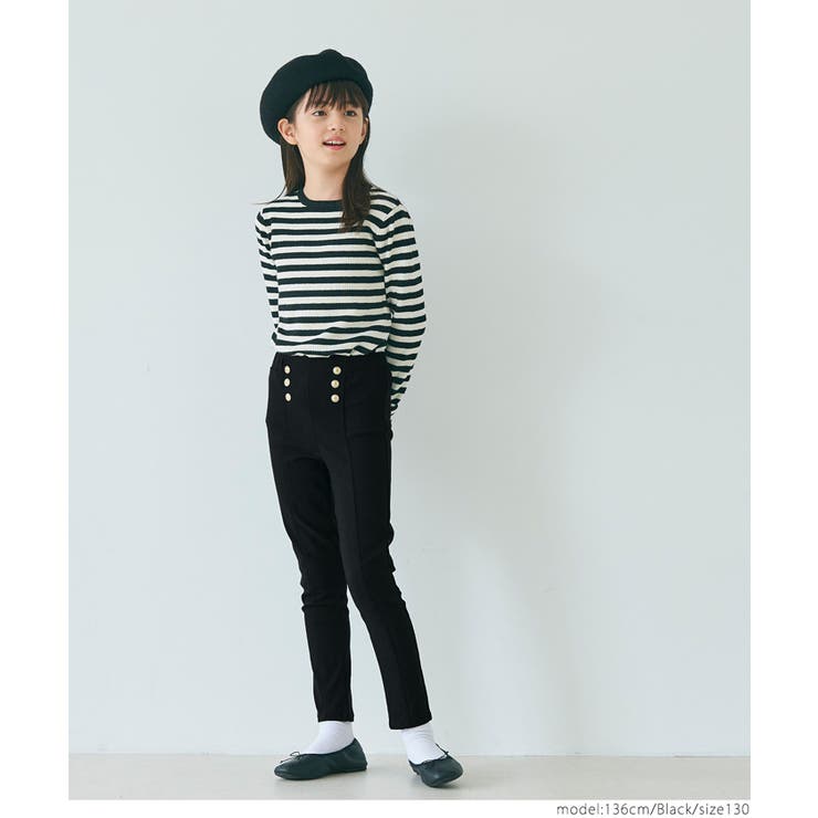 ゴールドボタンスキニーパンツ ガールズ キッズ[品番：PA000016371 