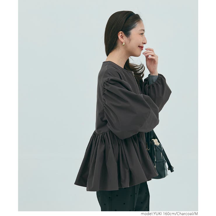 MEER. バルーンスリーブジャケット （ブラウン） Mila Owen]バルーンスリーブジャケット×パンツSET UP | KOBUNSHA