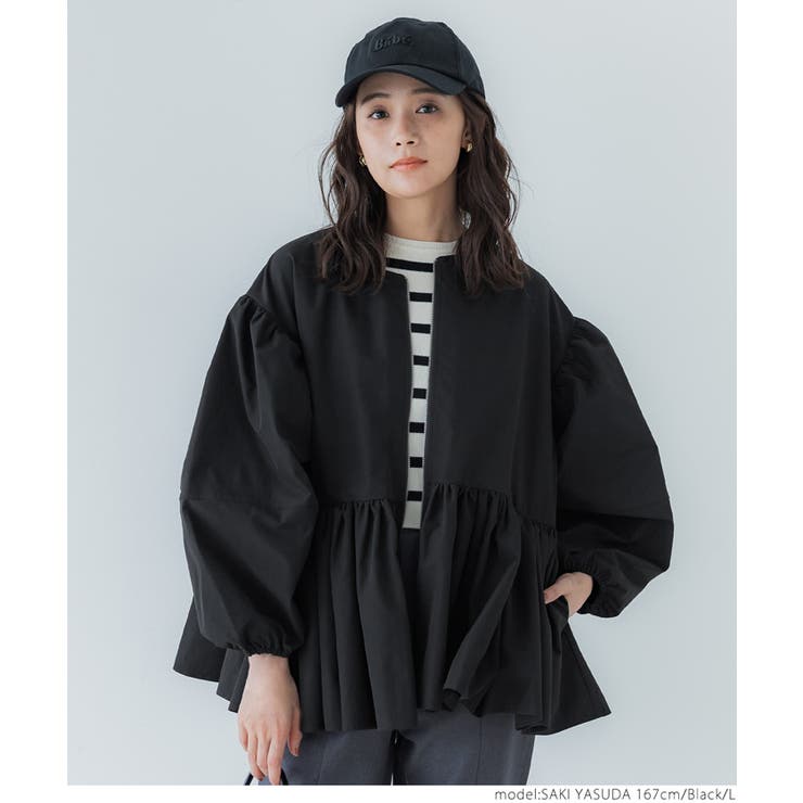 ブラック ジャケット バルーンスリーブ　新品　週末セール 再入荷／バルーンスリーブギャザージャケット レディース[品番