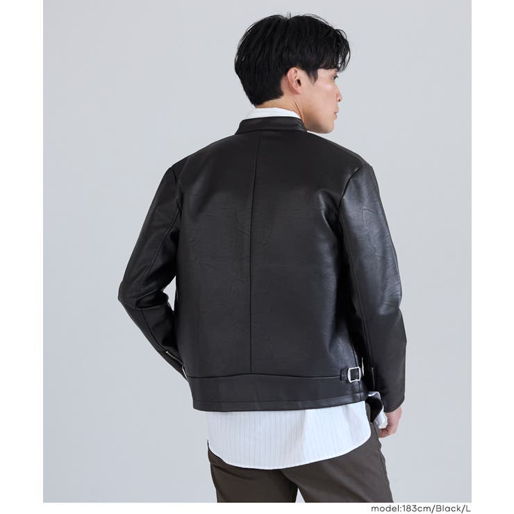 フェイクレザーシングルライダースジャケット | coca | 詳細画像7 
