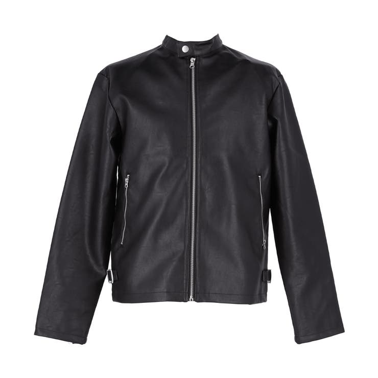 フェイクレザーシングルライダースジャケット[品番：PA000016381