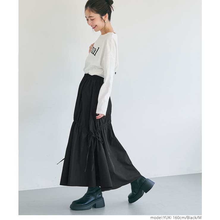 コムコムリボンスカート スカート 2way ribbon belt skirt/ウエストリボンタックスカート