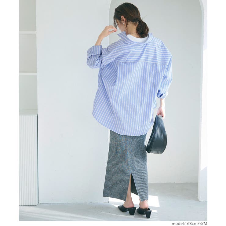 タイプライターストライプオーバーシャツ レディース | coca | 詳細画像8 