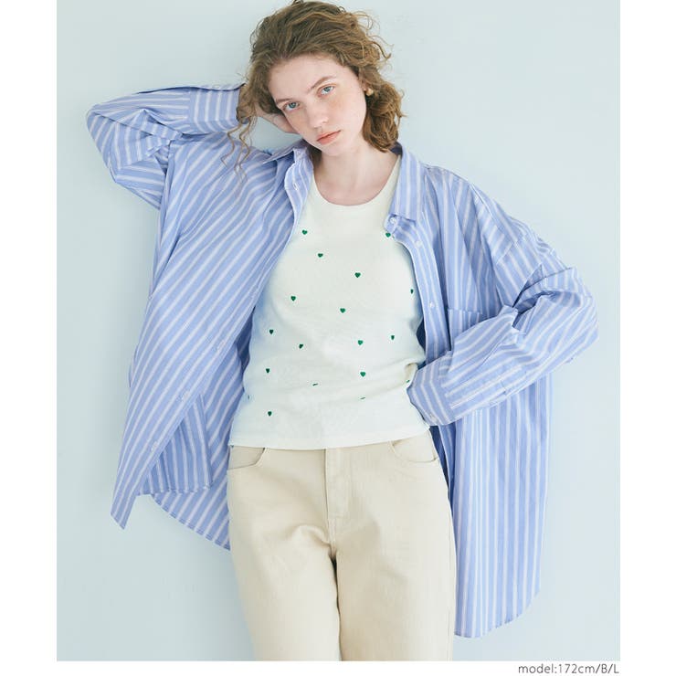 タイプライターストライプオーバーシャツ レディース | coca | 詳細画像9 