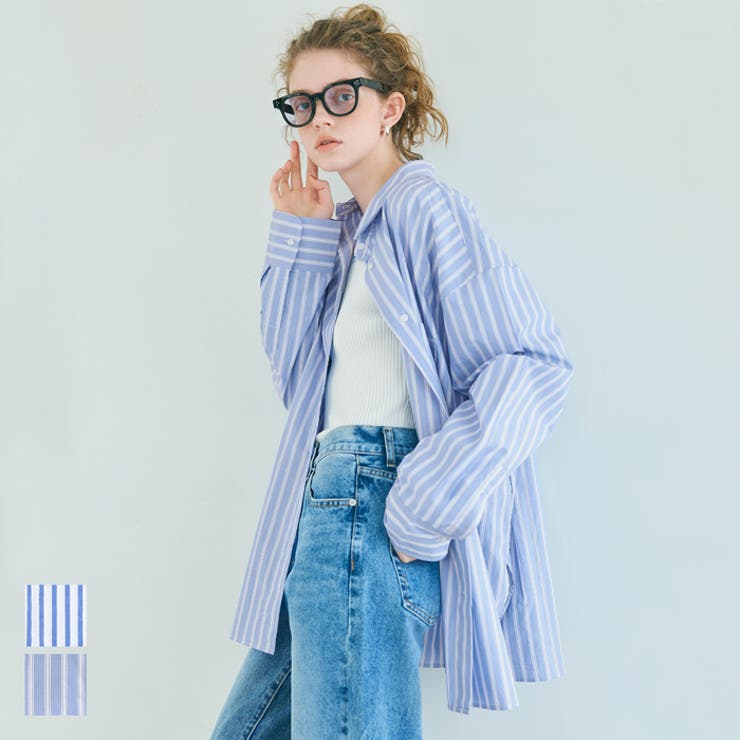 タイプライターストライプオーバーシャツ レディース | coca | 詳細画像1 