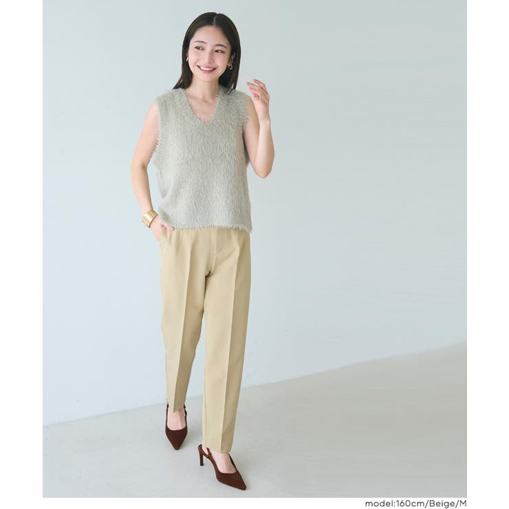 ［Beige］ | 360°美脚見えを叶える3Dストレッチハイウエストパンツ | coca