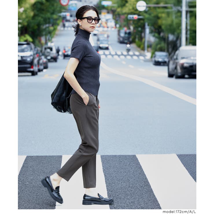 スコットクラブ購入 ハイウエスト パンツ スコットクラブ SCOTCLUB サイドラインワイドパンツ （杢グレー