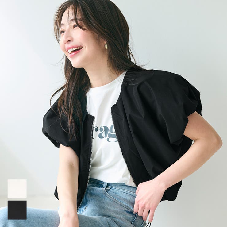 ポリエステルポプリンタックショートジャケット レディース[品番