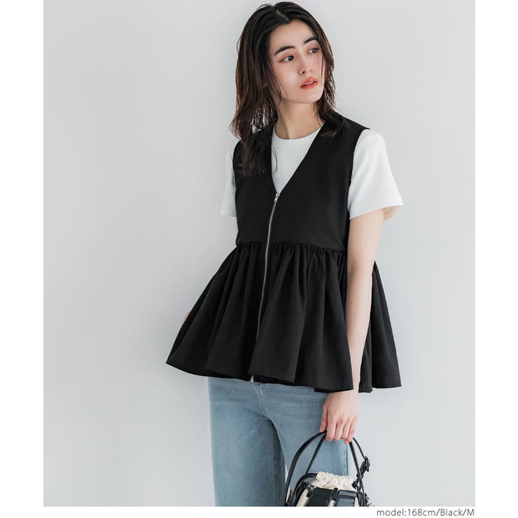 Vネックギャザーベスト レディース | coca | 詳細画像16 